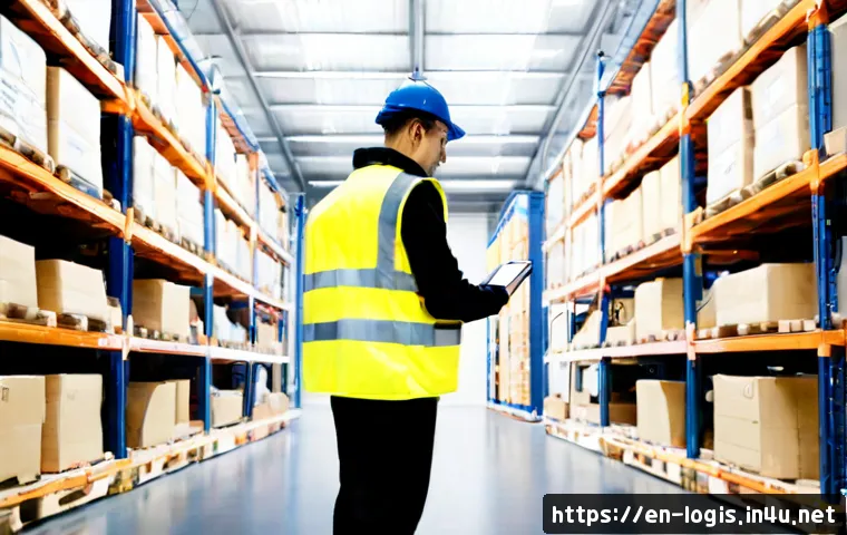 풀필먼트 물류의 미래 - Photorealistic future fulfillment warehouse, autonomous mobile robots smoothly transporting plain ca...